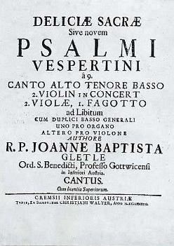 The title-page of Gletle's "Psalmi Vespertini"