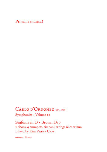 ORD022 Ordoñez: Sinfonia in D, Brown D7